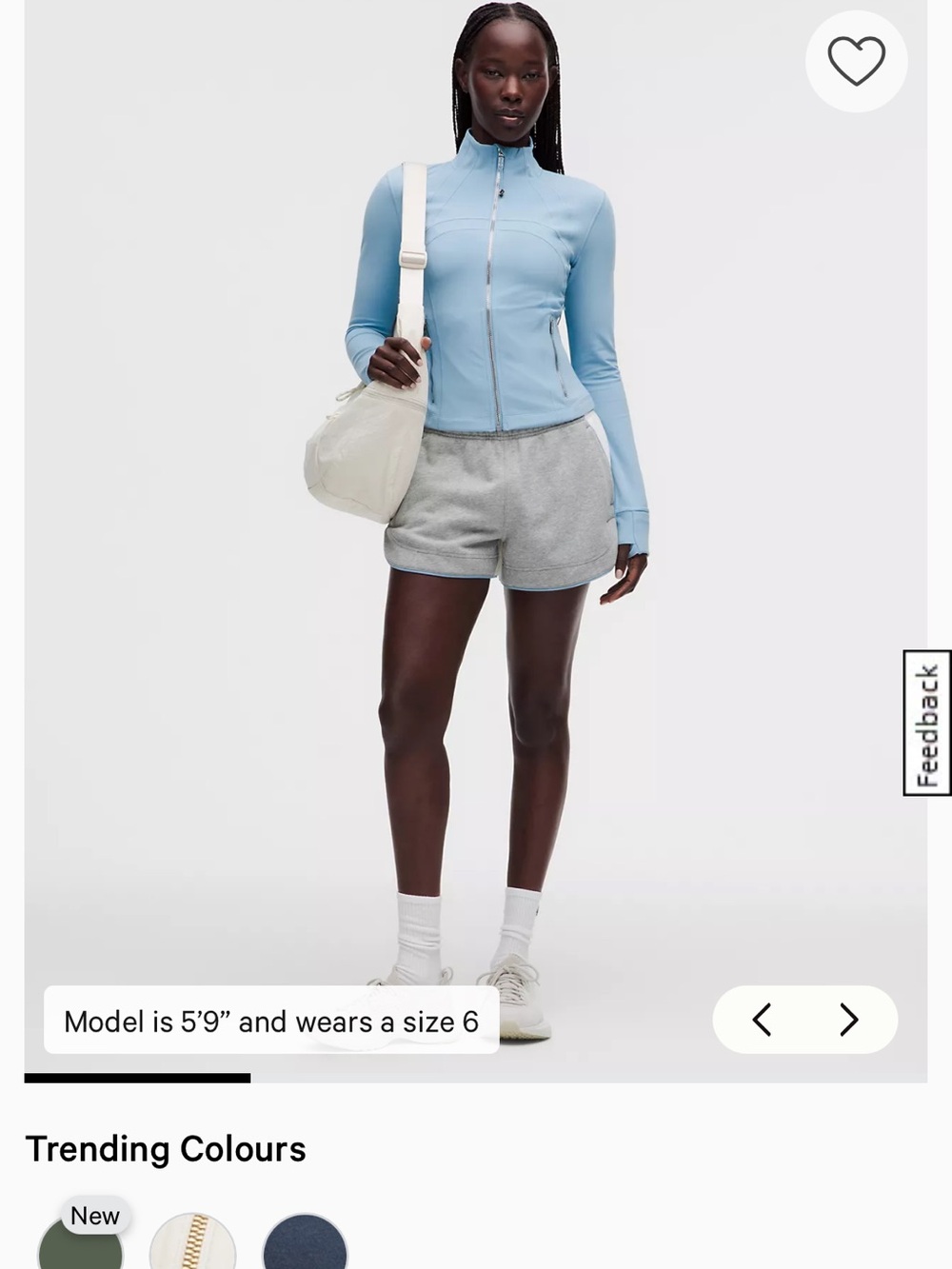 lululemon athletica Light Blue Zip-Front Jacket with Grey Athletic Shorts